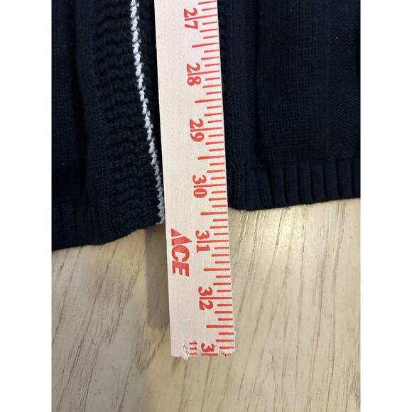 TALBOTS Cable Knit Cardigan Black Blazer Gold Button Preppy Long Chunky Heavy XL - Picture 6 of 13